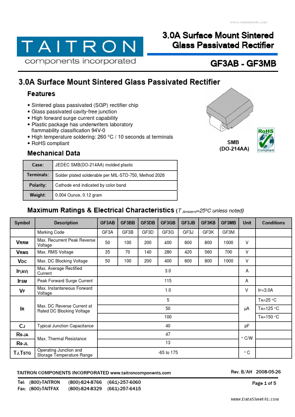 <?=GF3GB?> डेटा पत्रक पीडीएफ