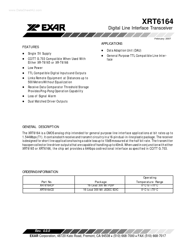 XRT6164 Exar Corporation