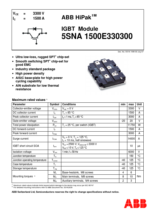 <?=5SNA1500E330300?> डेटा पत्रक पीडीएफ