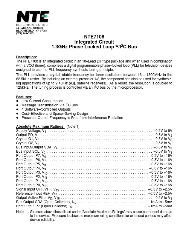 NTE7108 NTE Electronics