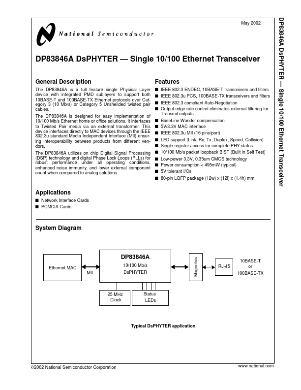 DP83846A National Semiconductor
