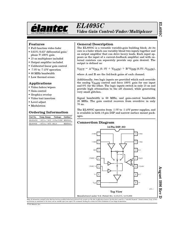 EL4095C Elantec Semiconductor