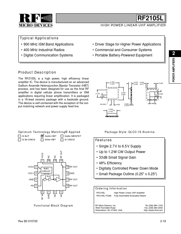 RF2105L RF Micro Devices