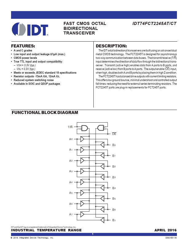 IDT74FCT2245AT Integrated Device Technology