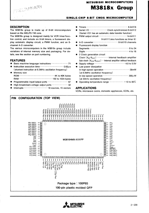 M38185EEHXXXFP Mitsubishi