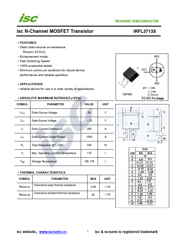 <?=IRFL3713S?> डेटा पत्रक पीडीएफ