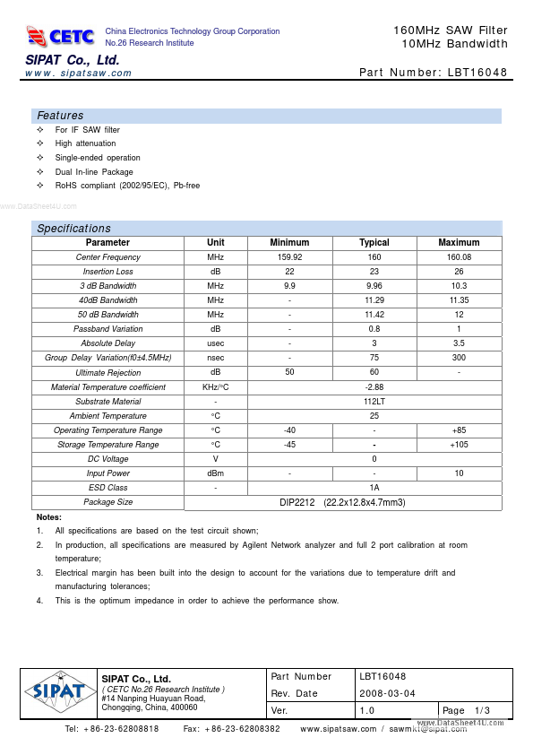 <?=LBT16048?> डेटा पत्रक पीडीएफ