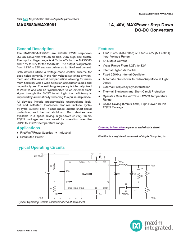 MAX5081 Maxim Integrated Products