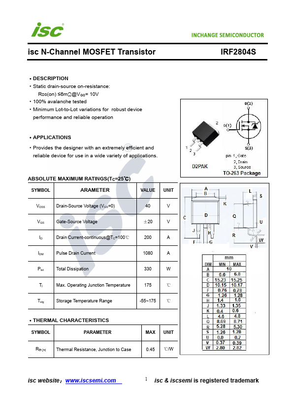 <?=IRF2804S?> डेटा पत्रक पीडीएफ