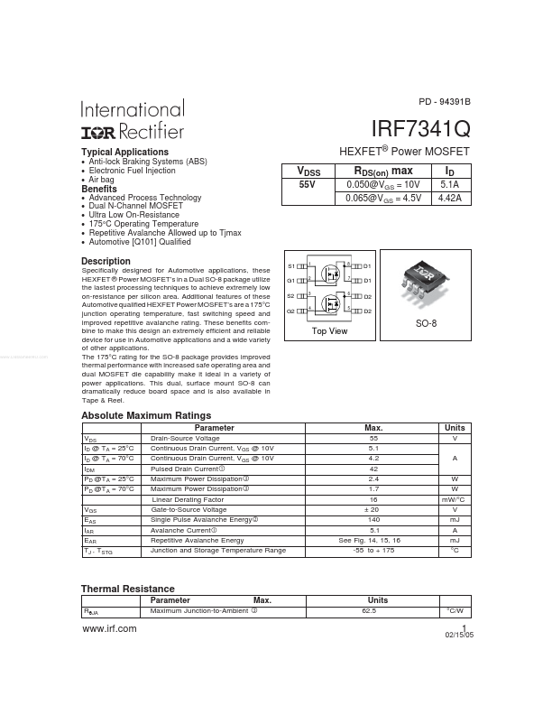 <?=IRF7341Q?> डेटा पत्रक पीडीएफ