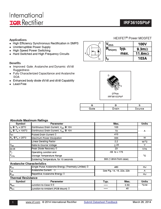 IRF3610SPBF