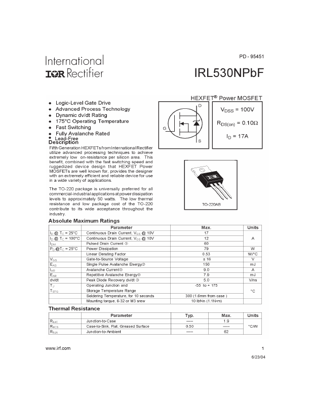 IRL530NPBF International Rectifier