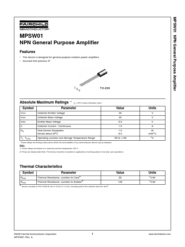 MPSW01 Fairchild Semiconductor