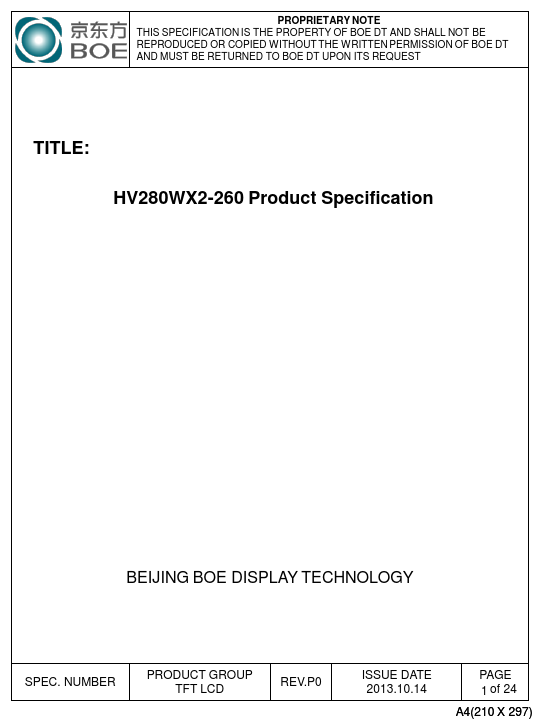 HV280WX2-260 BOE