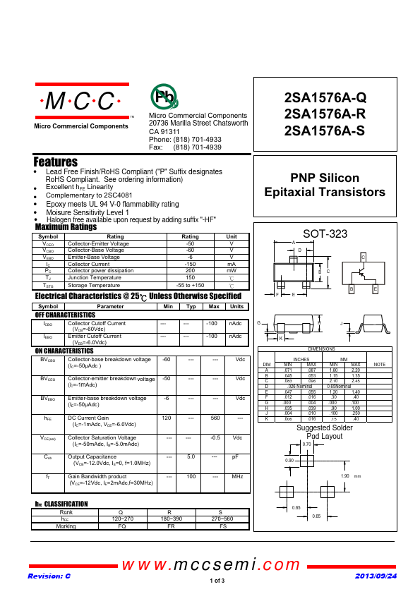 2SA1576A-S MCC