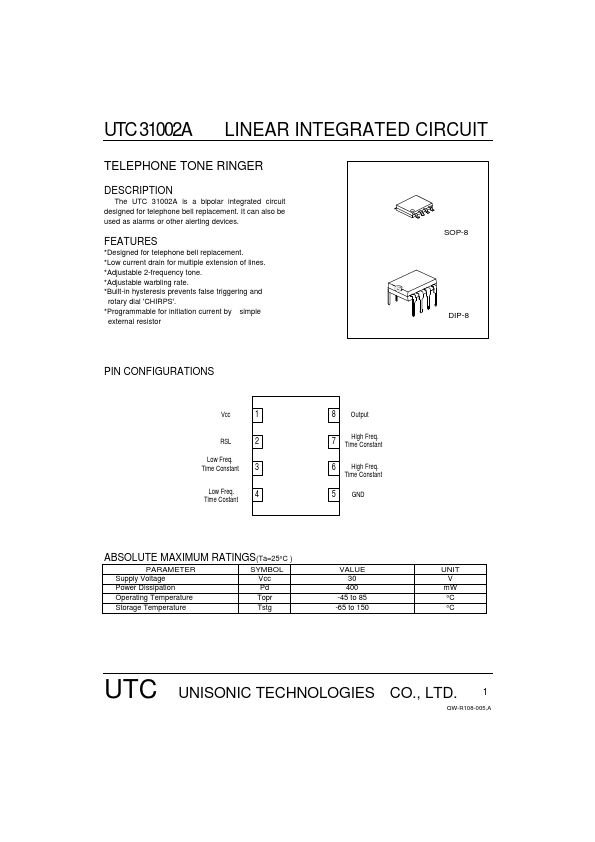 <?=UTC31002A?> डेटा पत्रक पीडीएफ