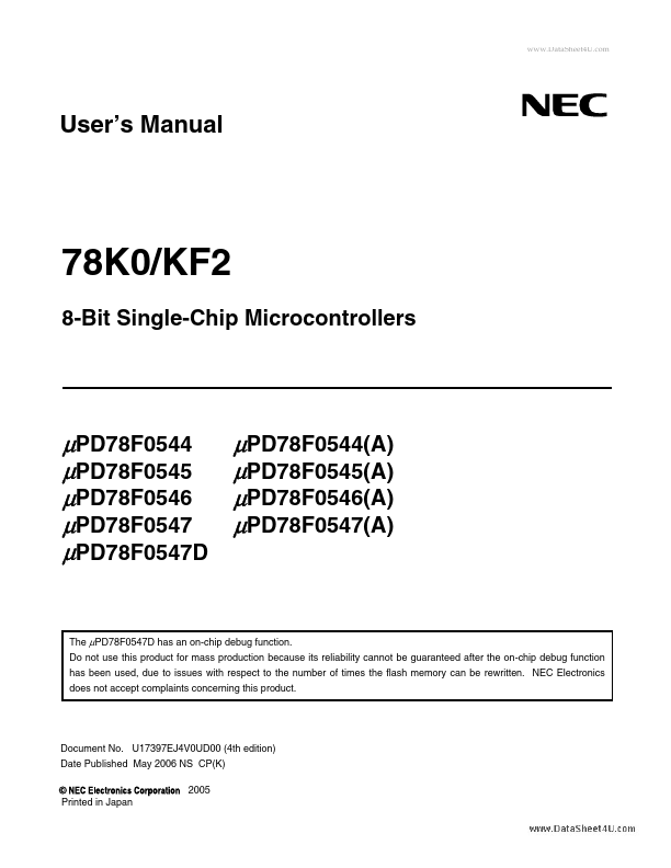 <?=UPD78F0544?> डेटा पत्रक पीडीएफ