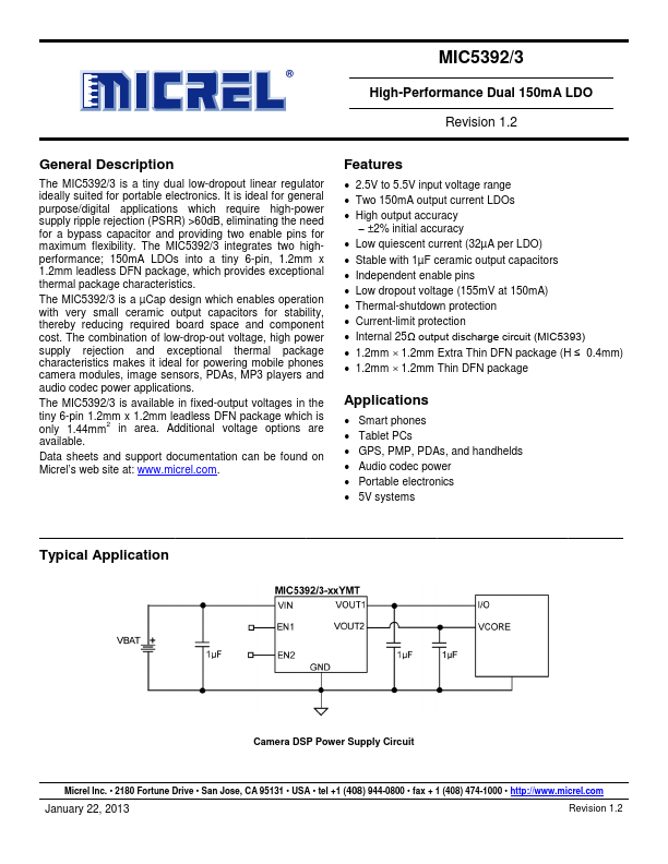 MIC5392 Micrel Semiconductor