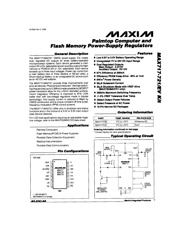 MAX721 Maxim Integrated Products