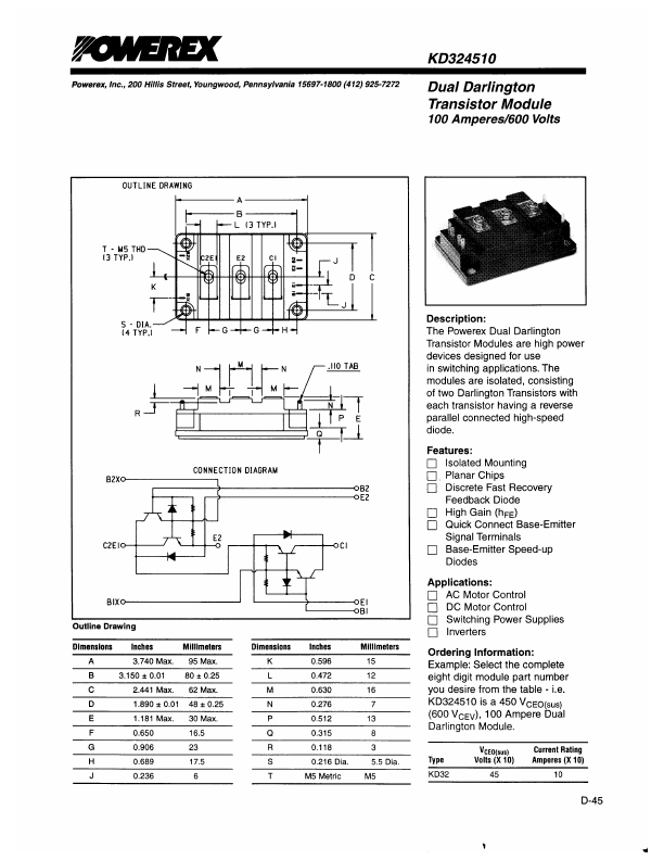 KD324510 Powerex Power Semiconductors