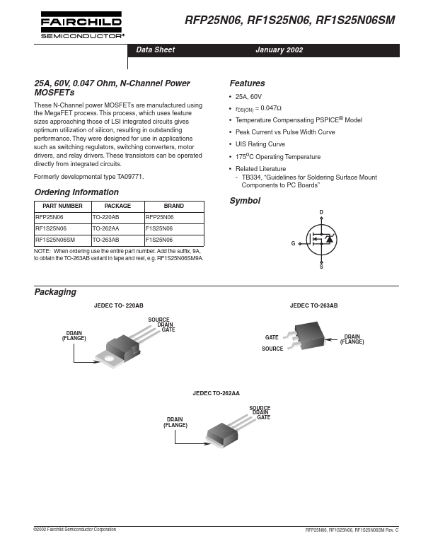 RF1S25N06SM Fairchild Semiconductor