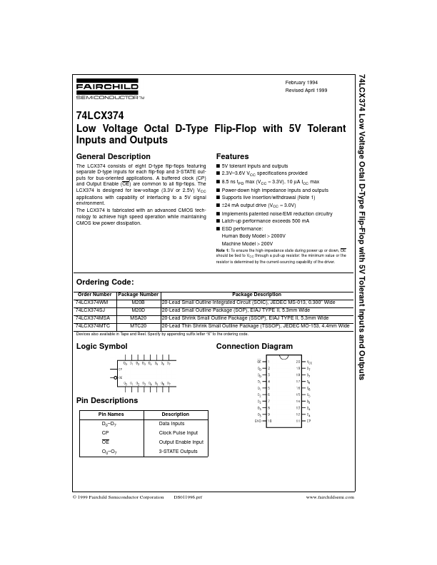 74LCX374 Fairchild Semiconductor