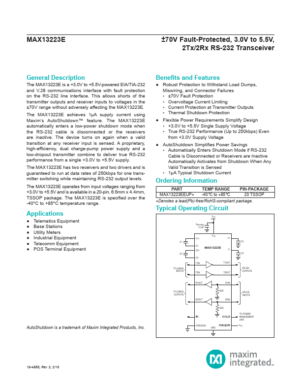 MAX13223E Maxim Integrated Products