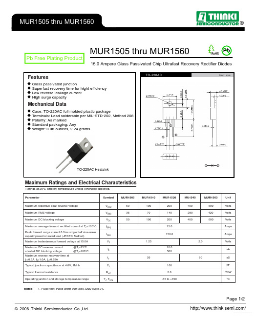 MUR1520 Thinki Semiconductor