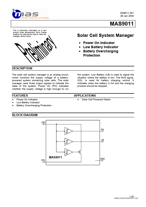 <?=MAS9011?> डेटा पत्रक पीडीएफ