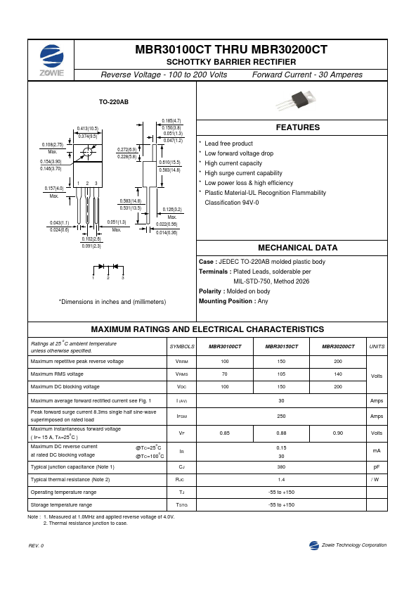 <?=MBR30100CT?> डेटा पत्रक पीडीएफ