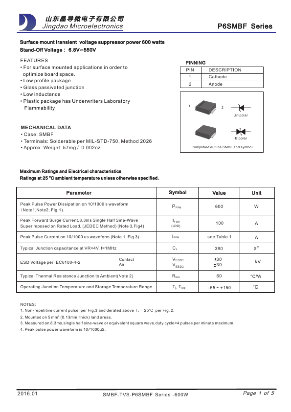 P6SMBF51 Jingdao Microelectronics