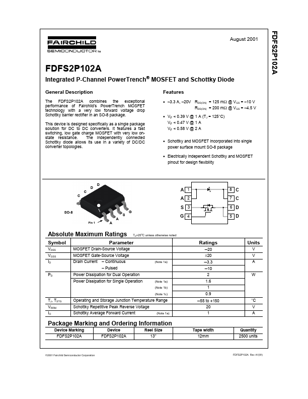 FDFS2P102A Fairchild Semiconductor