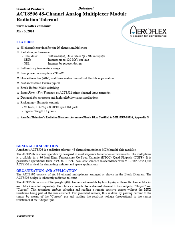 ACT8506 Aeroflex Circuit Technology