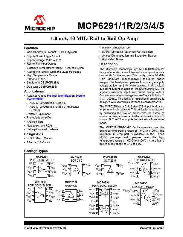 MCP6291R Microchip