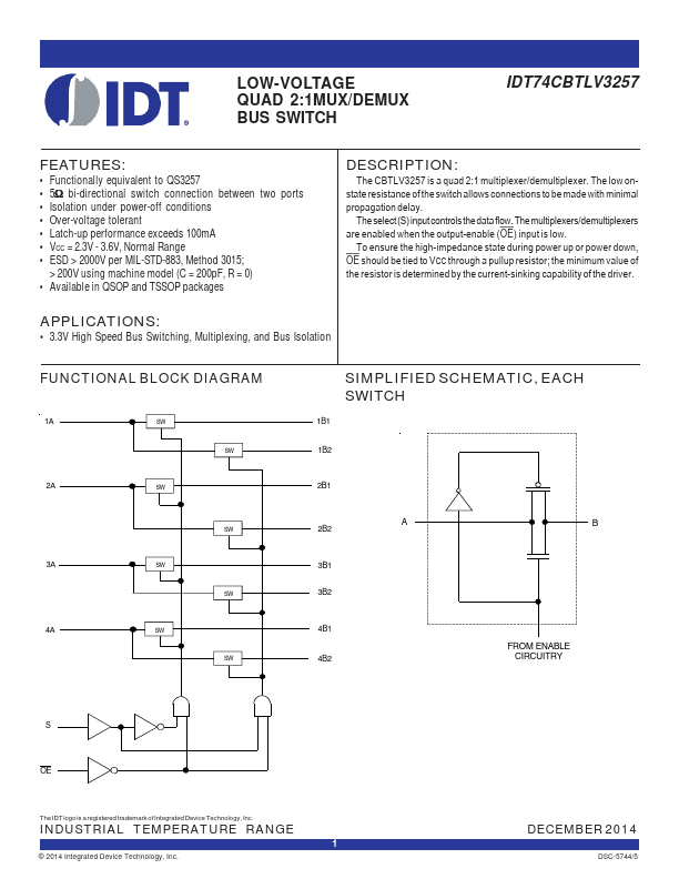 IDT74CBTLV3257 Integrated Device Tech