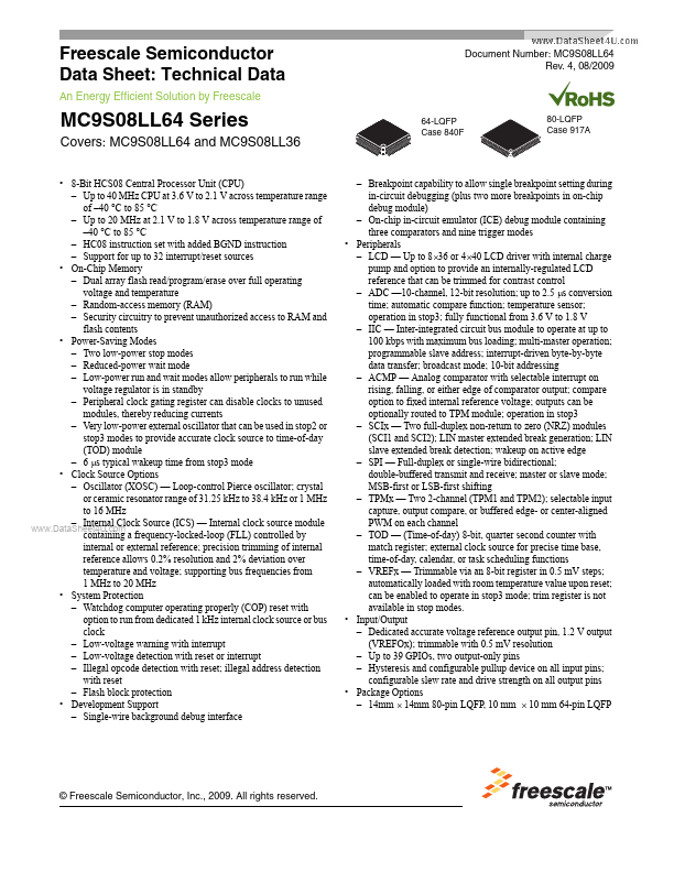 MC9S08LL64 Freescale Semiconductor