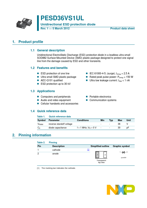 PESD36VS1UL NXP