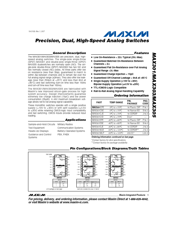 MAX305 Maxim Integrated