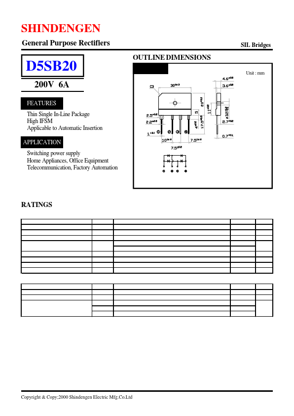 D5SB20 Shindengen Electric Mfg.Co.Ltd