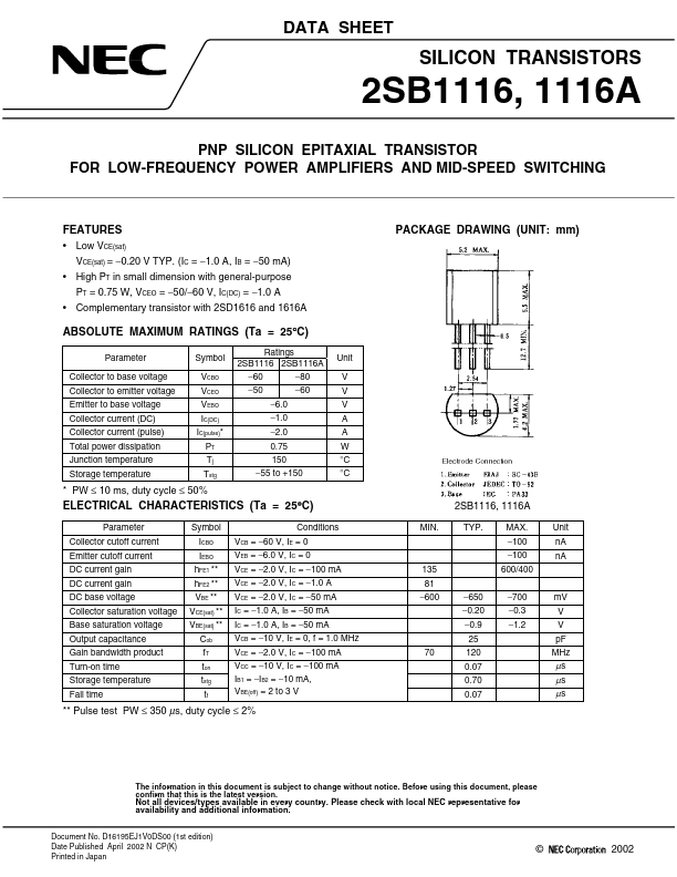 2SB1116 NEC