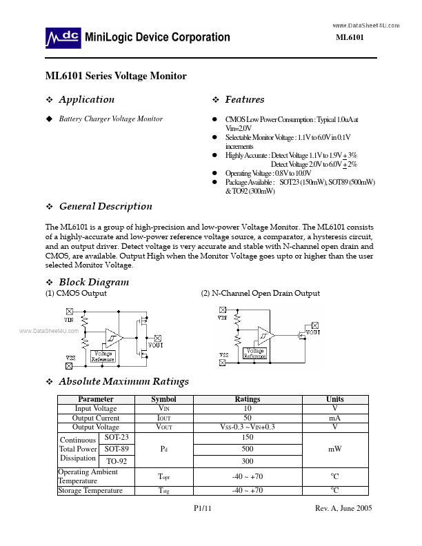 <?=ML6101?> डेटा पत्रक पीडीएफ