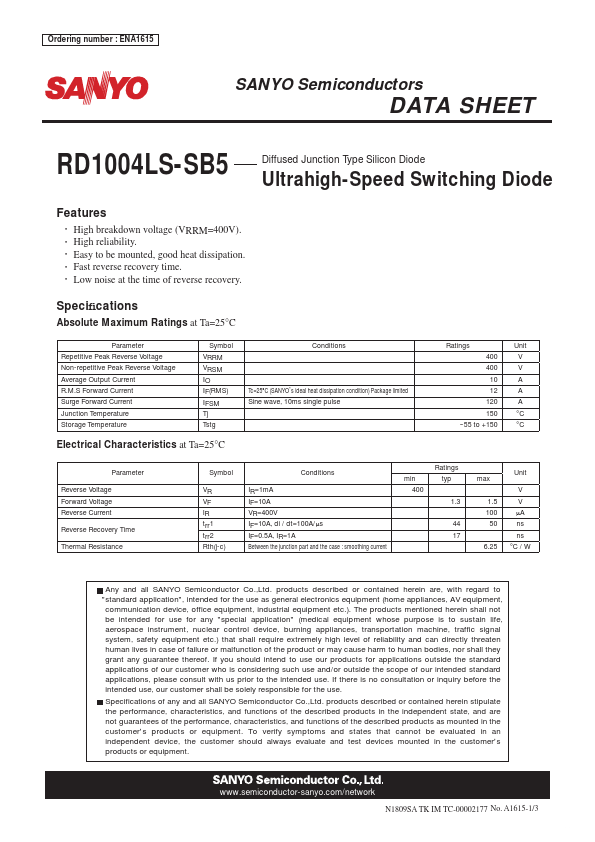 RD1004LS-SB5 Sanyo Semicon Device