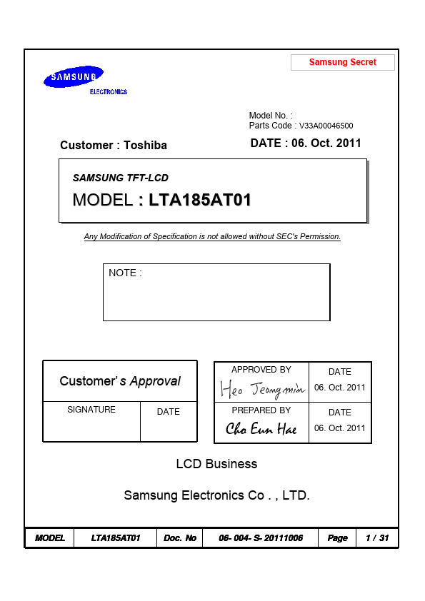 LTA185AT01 Samsung