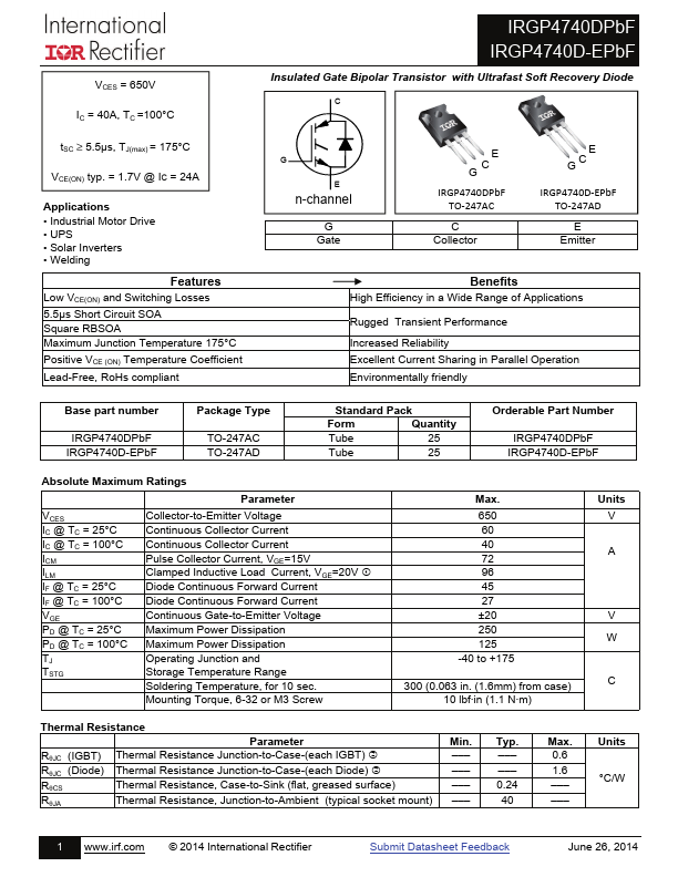 IRGP4740D-EPbF