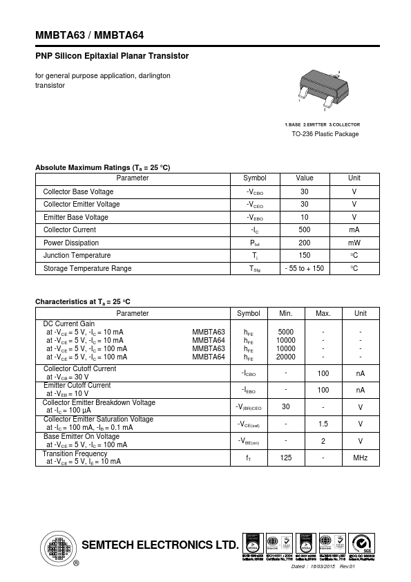 MMBTA63 SEMTECH