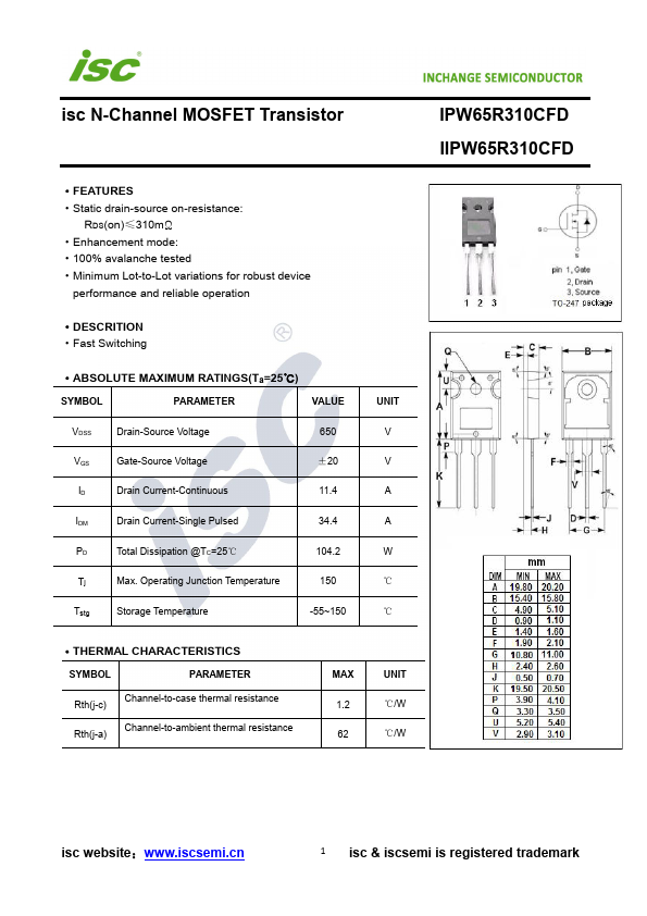 IPW65R310CFD