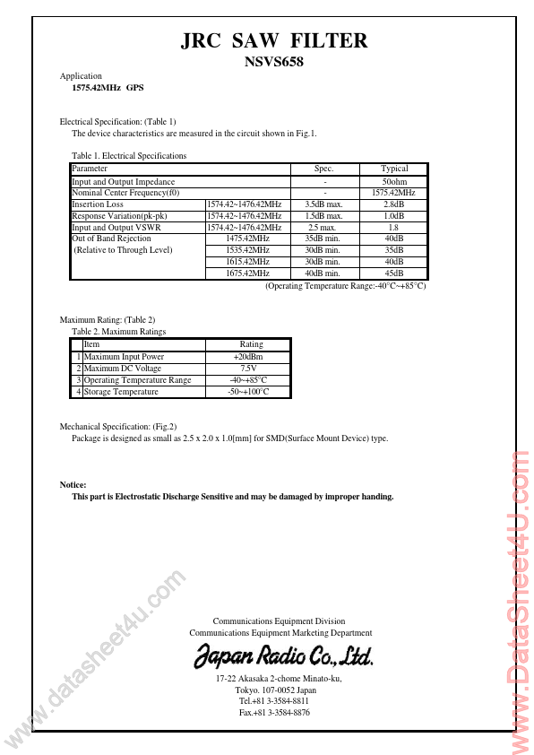 <?=NSVS658?> डेटा पत्रक पीडीएफ