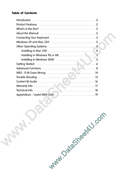 <?=Keystation49e?> डेटा पत्रक पीडीएफ