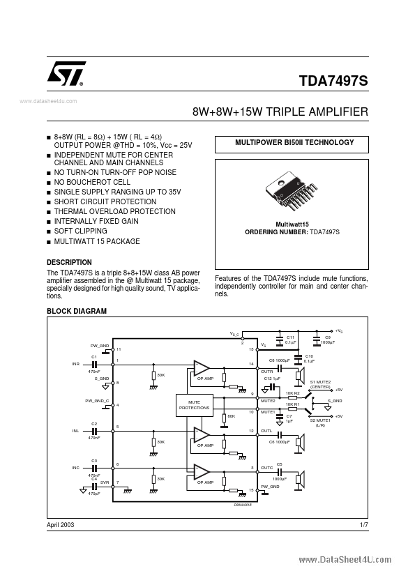 TDA7497S STMicroelectronics