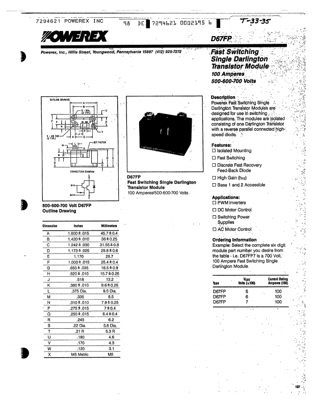 D67FP Powerex Power Semiconductors